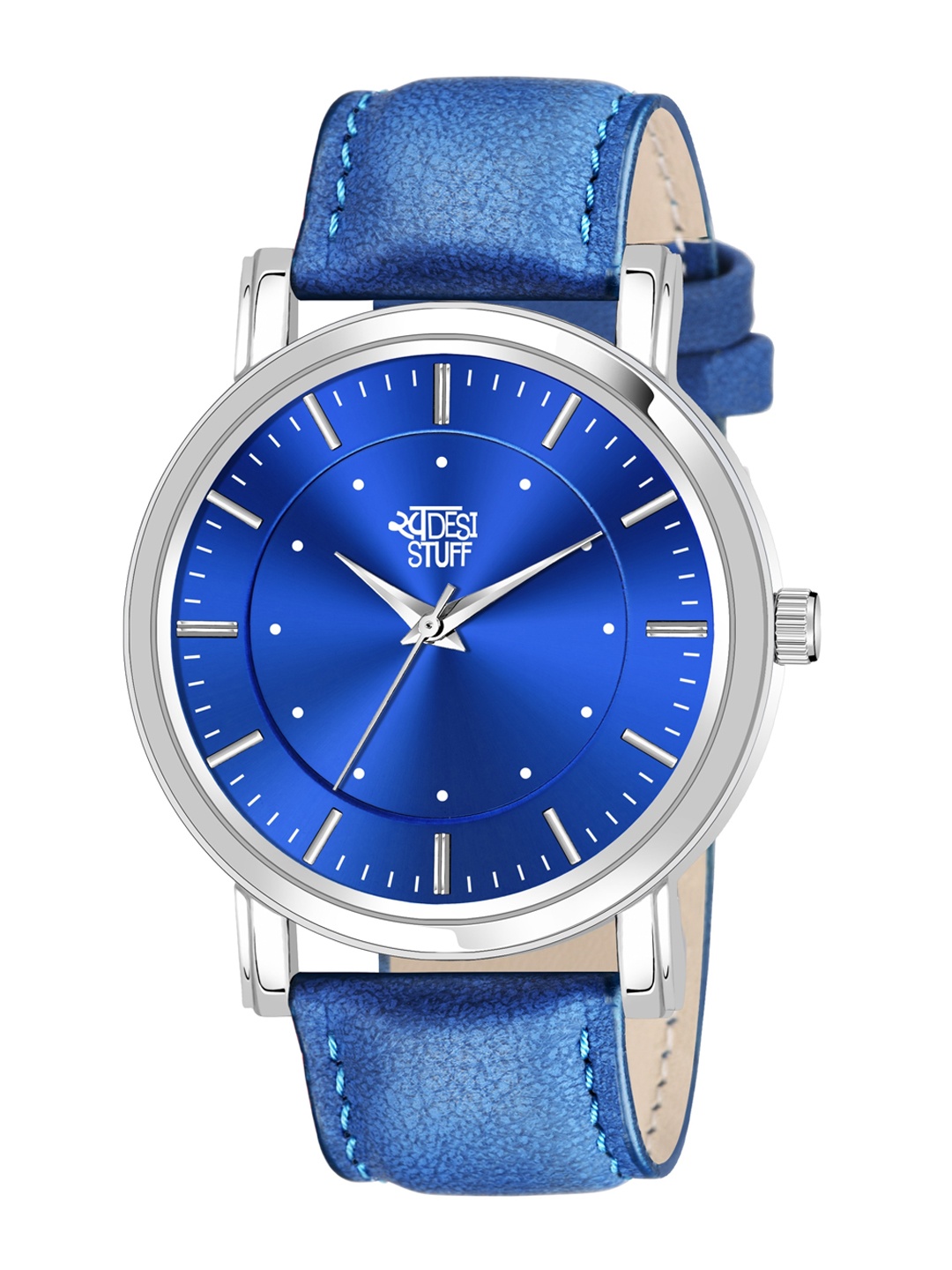 

SWADESI STUFF Boys Blue Printed Dial & Blue Leather Straps Analogue Watch FOX 13