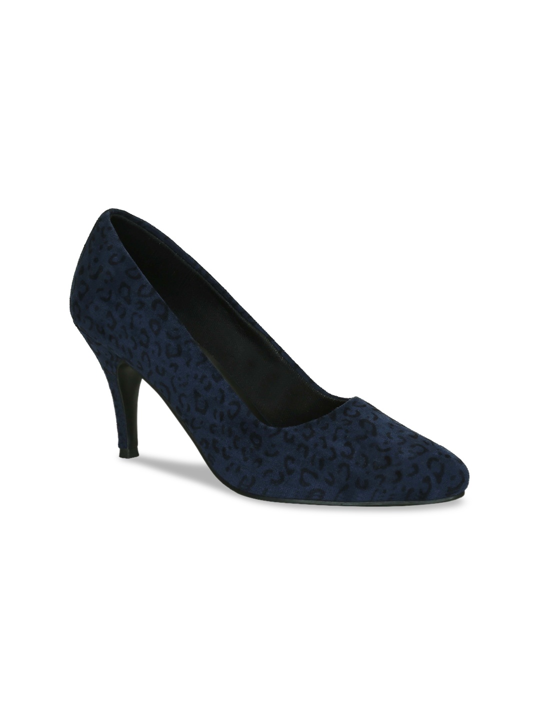 

Get Glamr Navy Blue & Black Slim Heeled Pumps