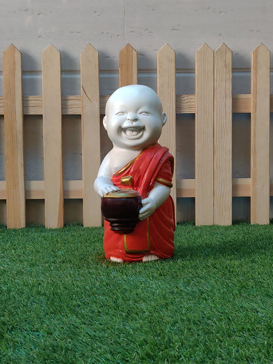 

Wonderland Orange & White Monk Garden Accessory