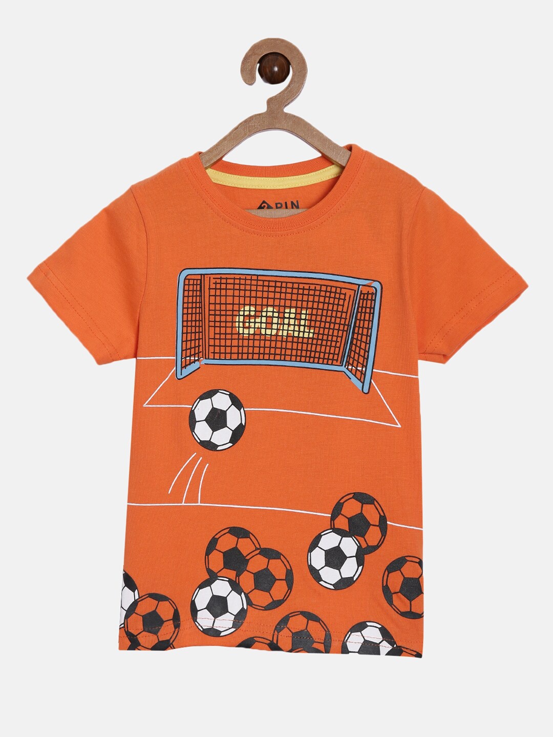 3PIN Boys Orange Printed T-shirt