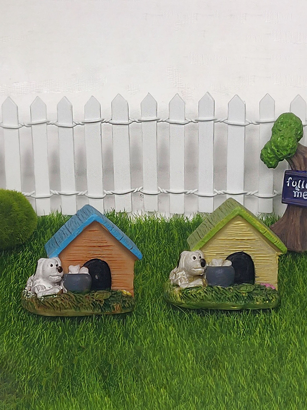

Wonderland Set Of 2 Kennels Miniature Garden Accessories, Blue