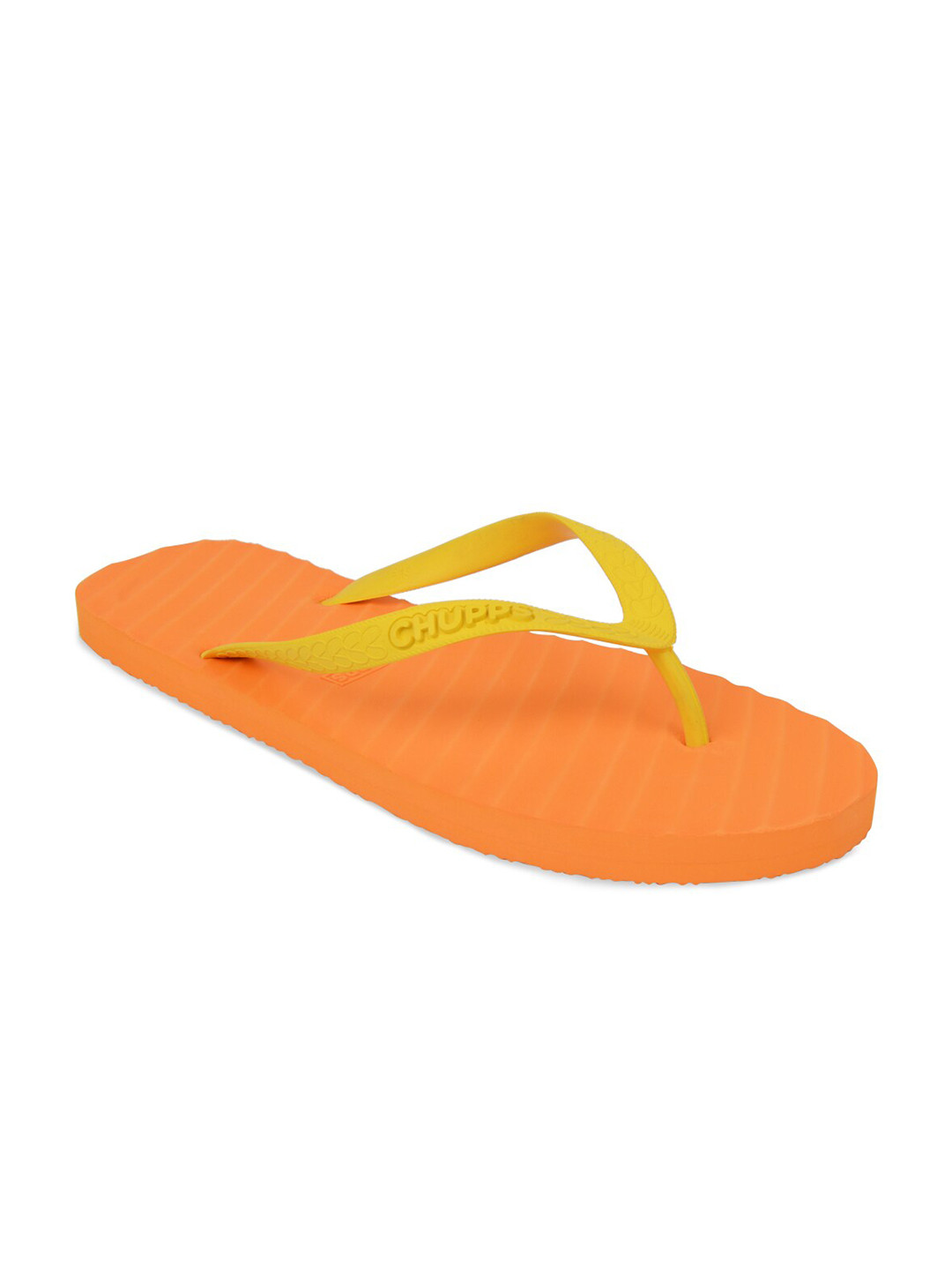 

CHUPPS Unisex Orange & Yellow Striped Rubber Sustainable Thong Flip-Flops