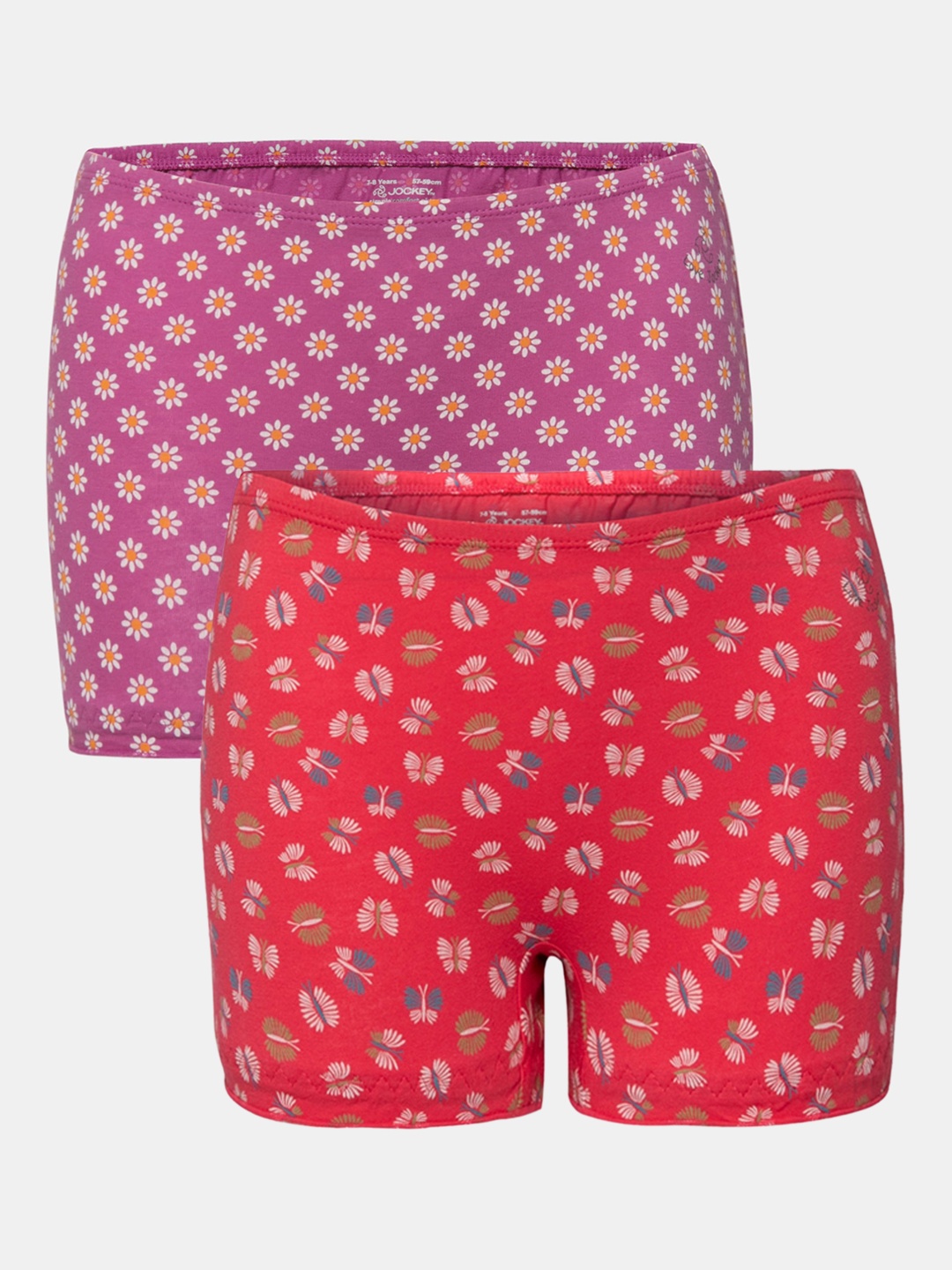 

Jockey Girls Pack Of 2 Super Combed Cotton Printed Boy Shorts, Assorted