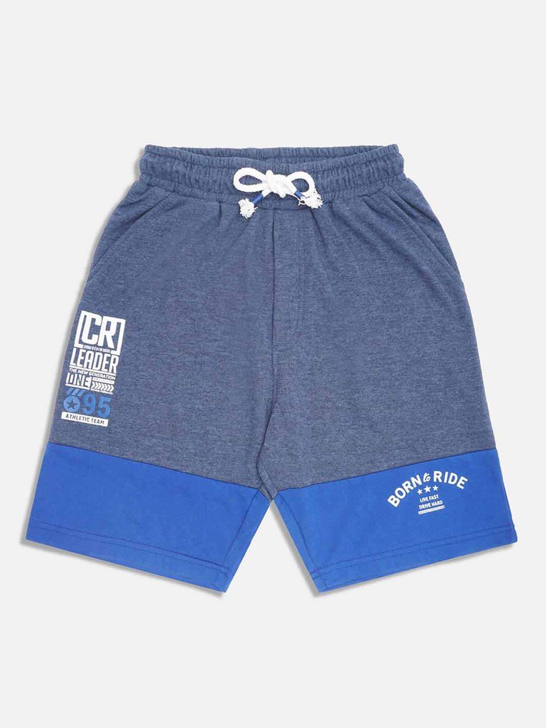 

Lil Tomatoes Boys Blue Colourblocked Cotton Regular Shorts With Pen