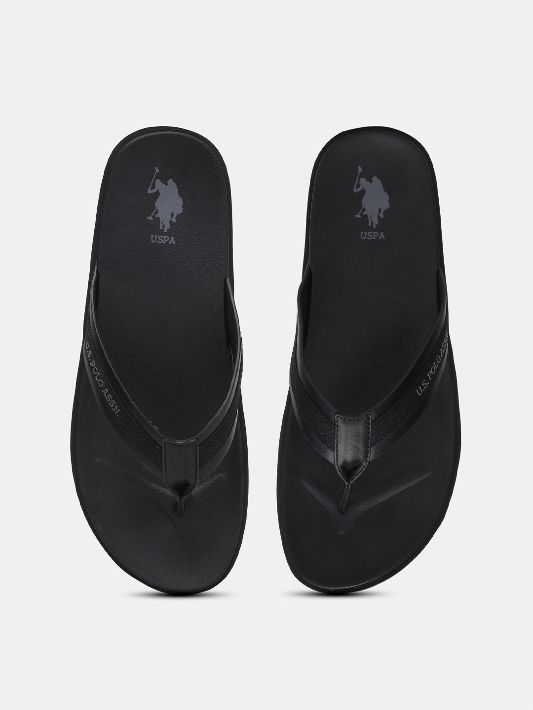 

U S Polo Assn Men Black & Grey PU Comfort Sandals