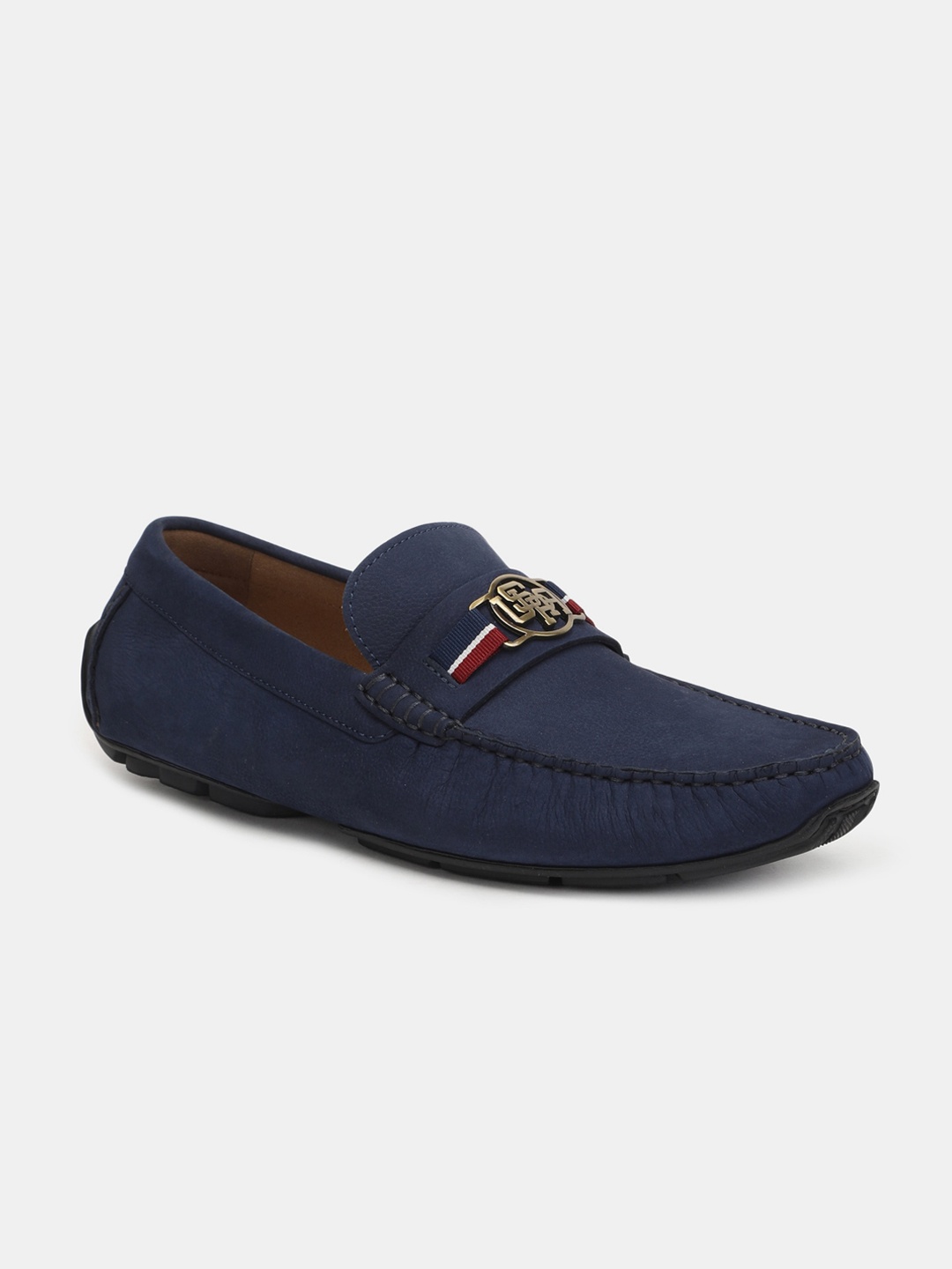 

U S Polo Assn Men Navy Blue Leather Driving Shoes