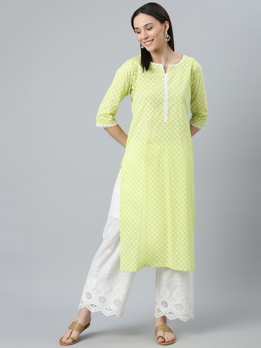 

Libas Women Green Geometric Kurta