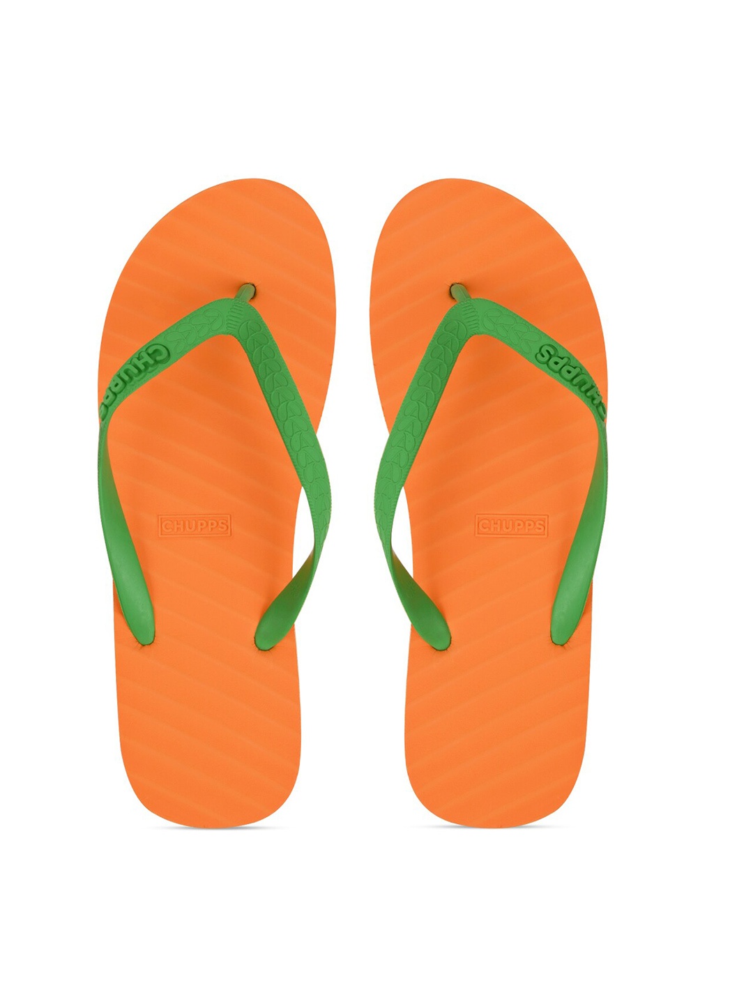 

CHUPPS Green & Orange Striped Rubber Sustainable Thong Flip-Flops
