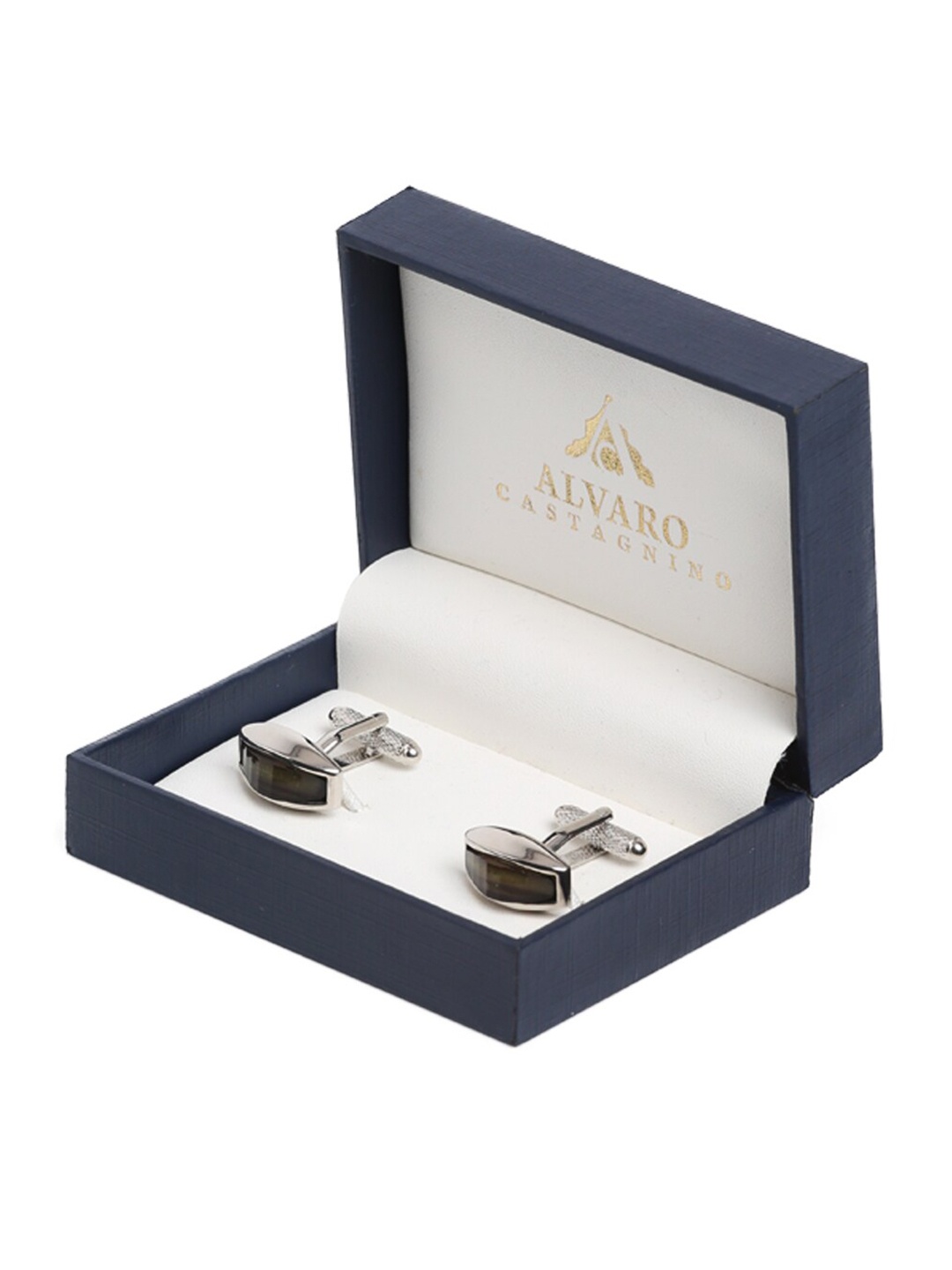 

Alvaro Castagnino Black & Silver-Toned Cufflink