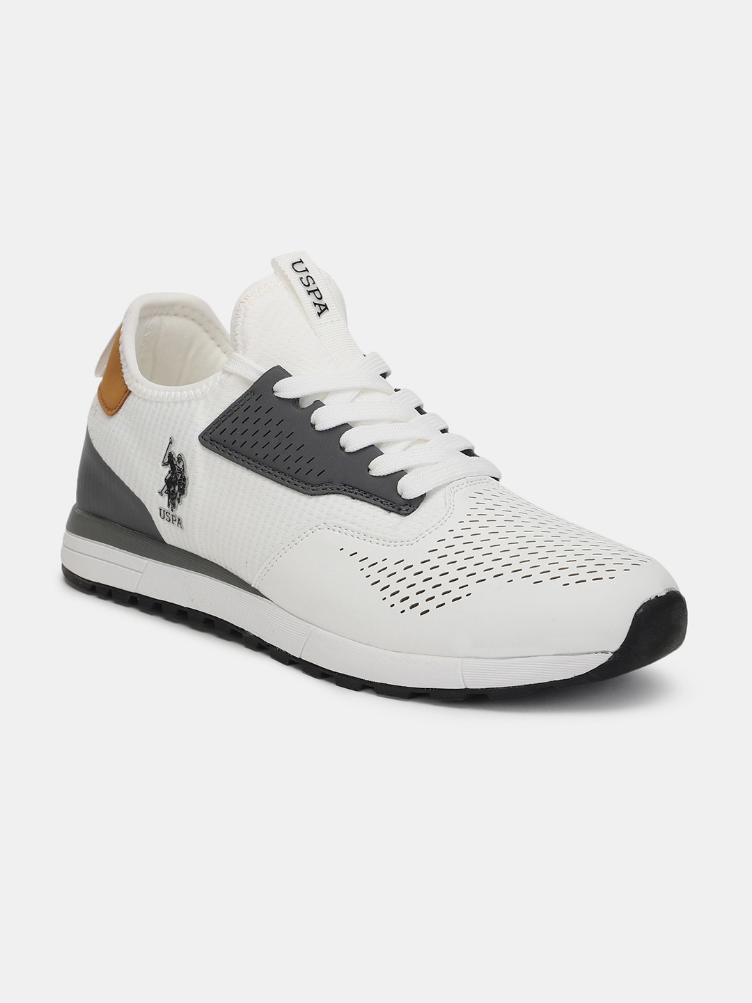 

U S Polo Assn Men Off White Colourblocked PU Sneakers