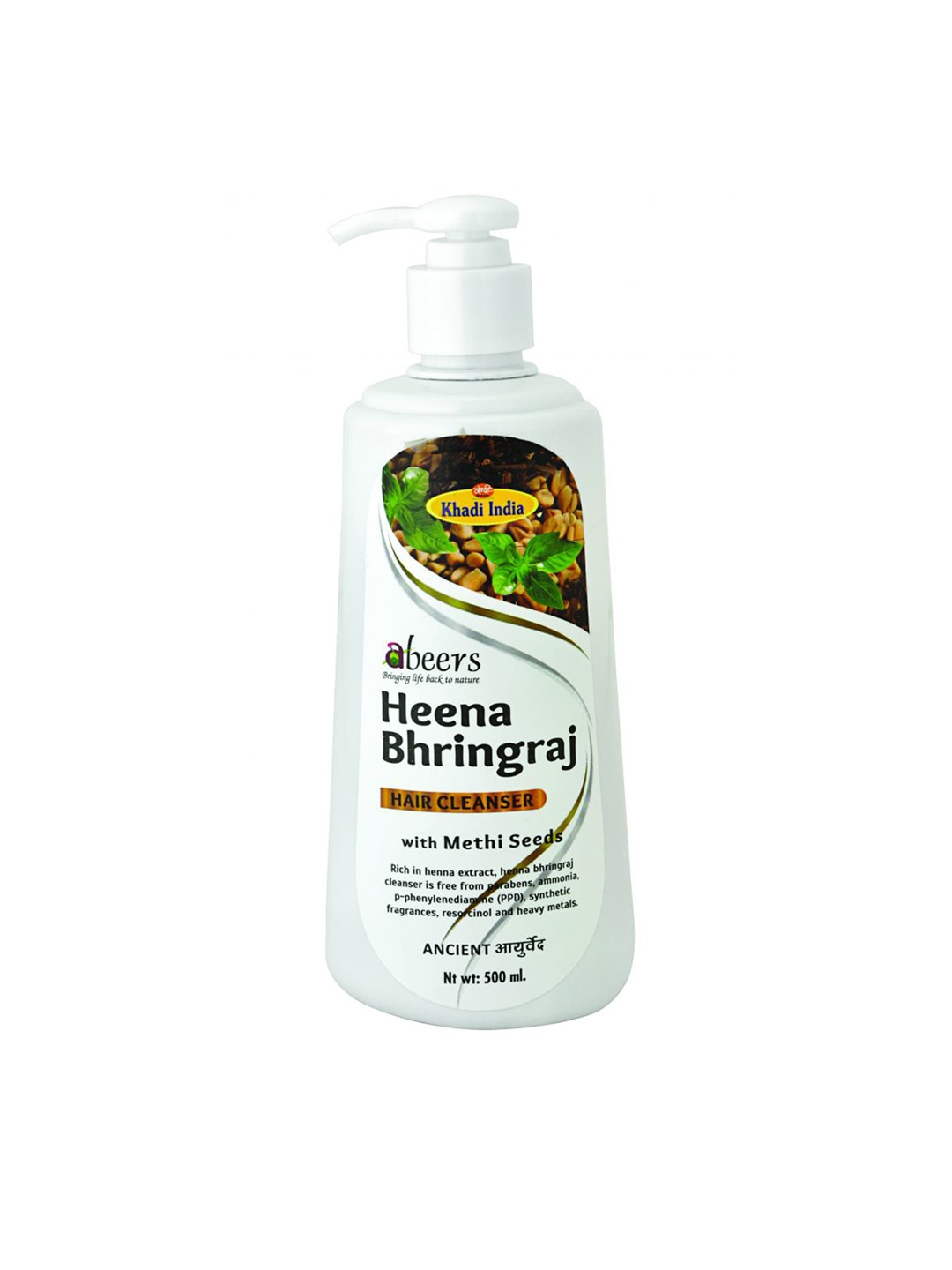 

Abeers Ancient Heena Bhringraj Hair Cleanser With Methi Seeds 500ml, White