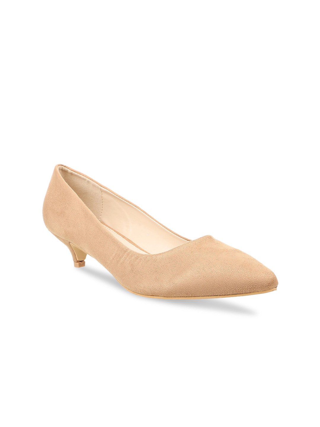 

Flat n Heels Khaki Suede Kitten Heeled Pumps
