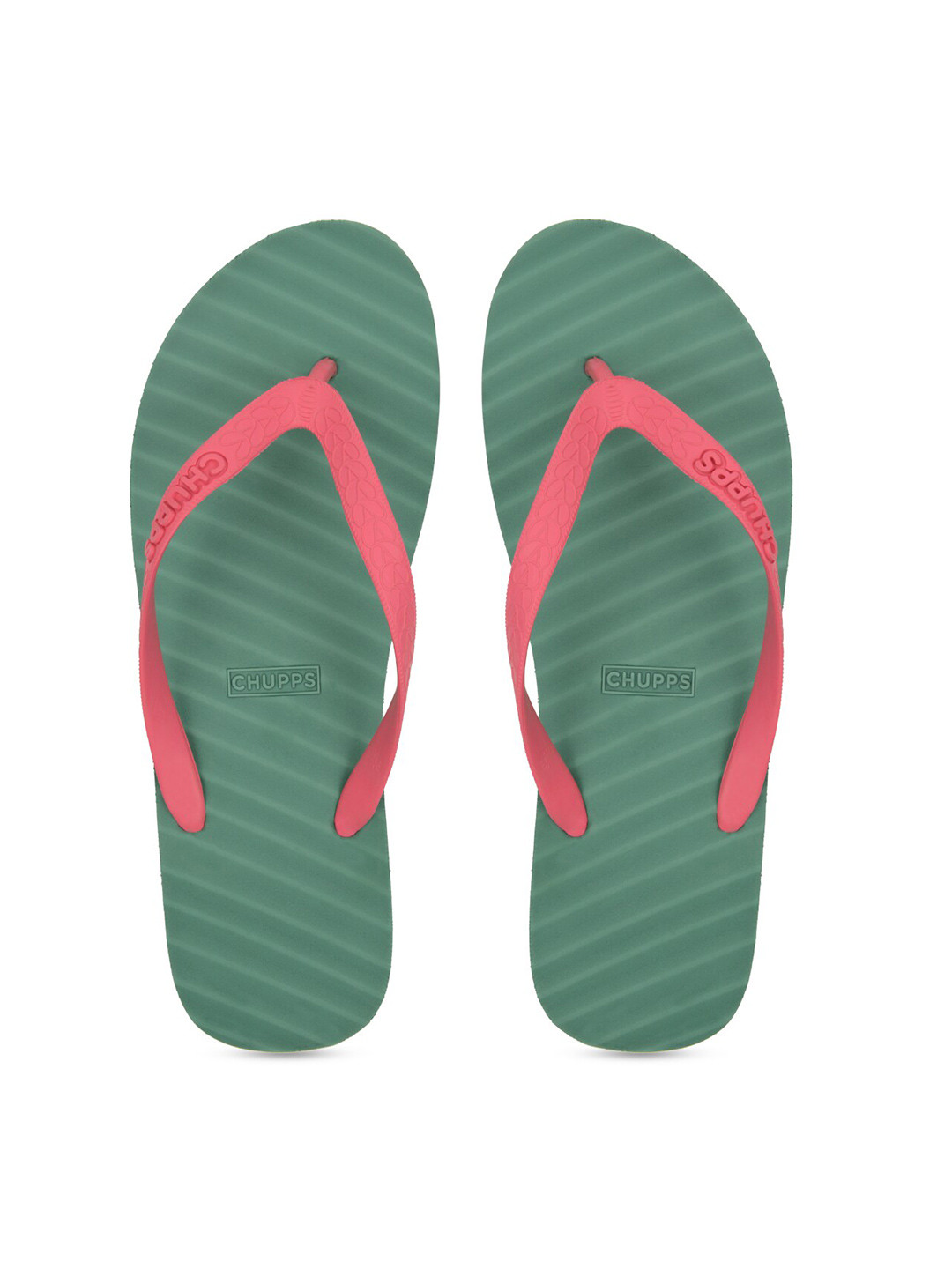 

CHUPPS Unisex Green Striped Rubber Sustainable Thong Flip-Flops
