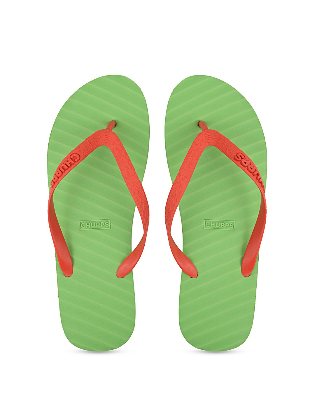 

CHUPPS Unisex Green & Red Striped Rubber Sustainable Thong Flip-Flops