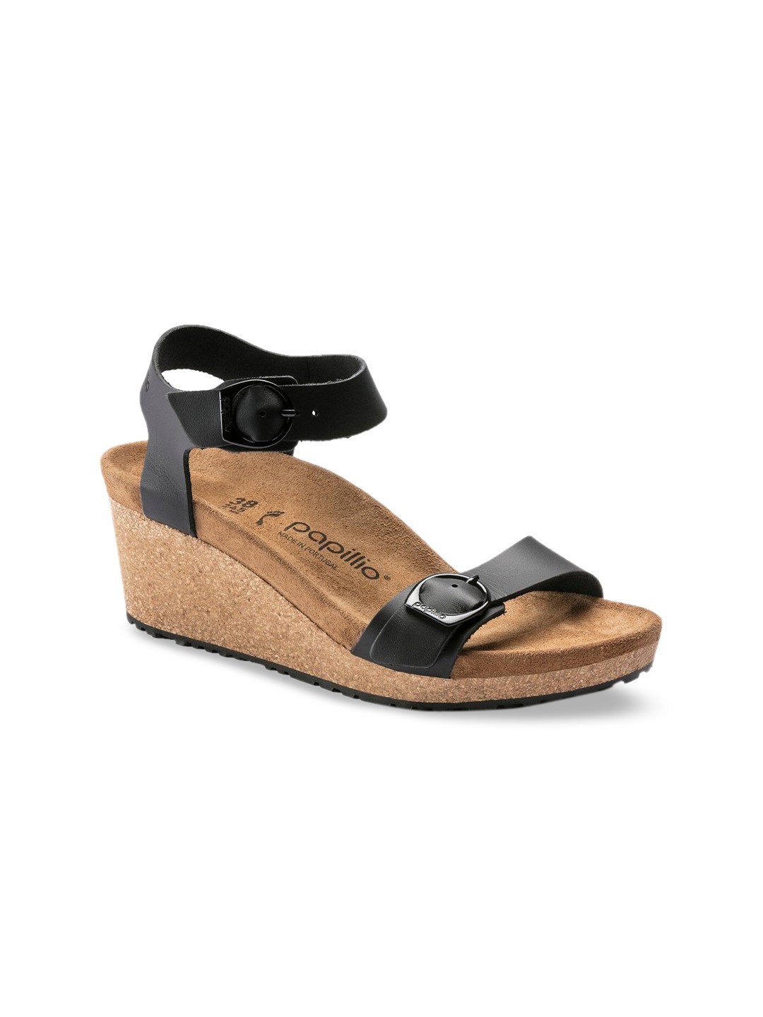 

Birkenstock Women Soley Natural Leather Black Narrow Width Heels