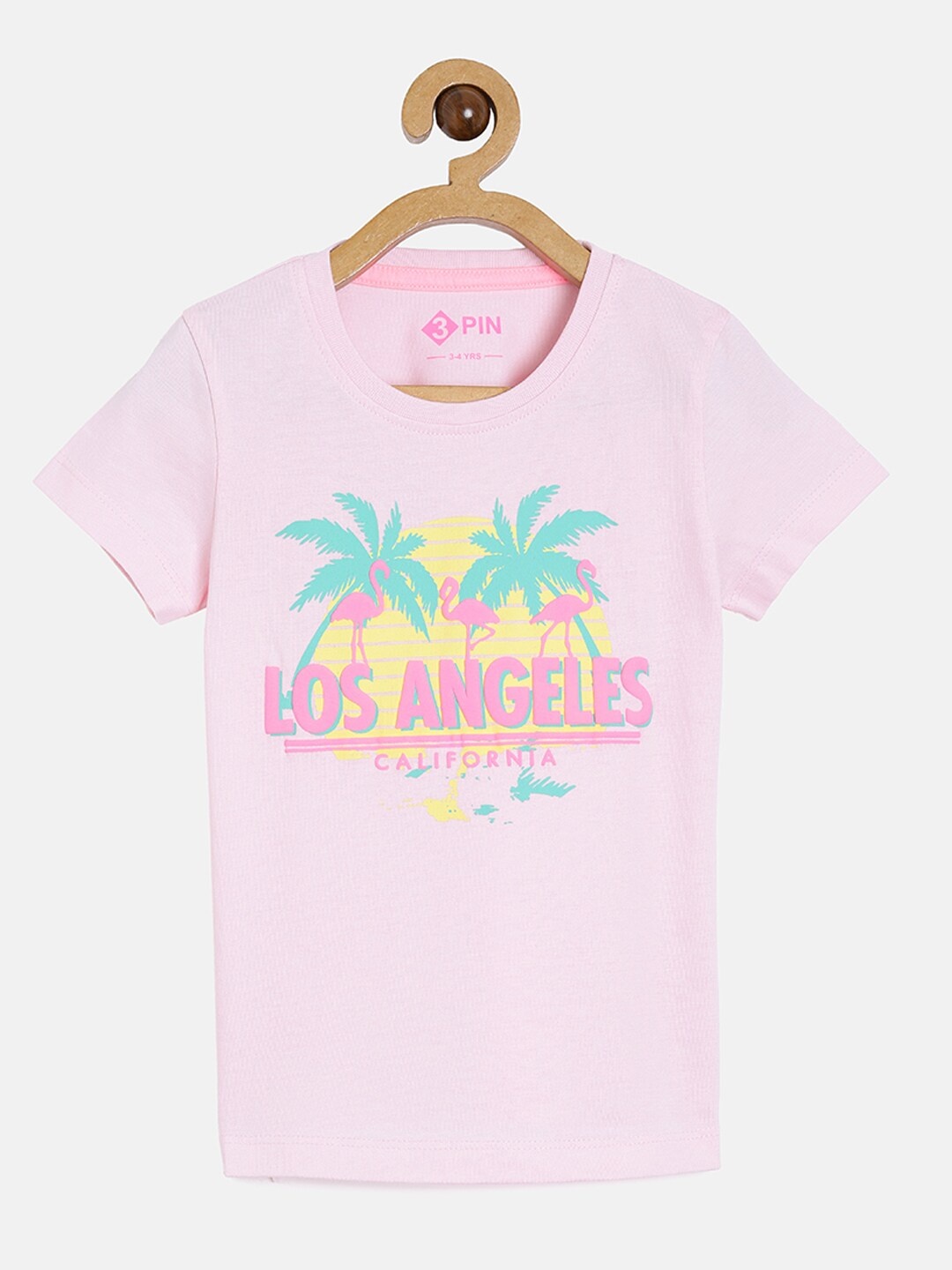 

3PIN Girls Pink Printed Extended Sleeves Pure Cotton T-shirt