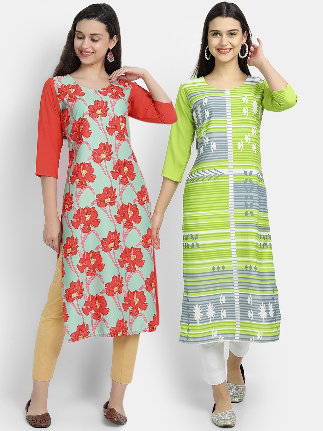 

Ethnic basket Women Pack Of 2 Multi Digital Printed Straight Kurta