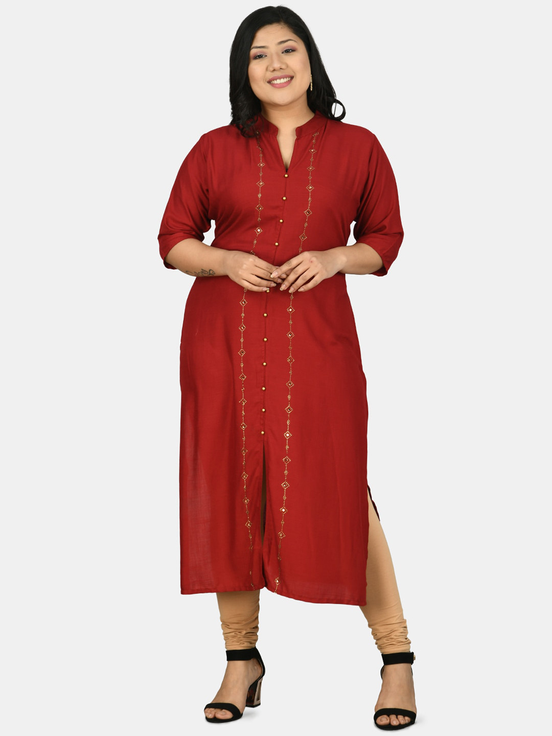

PrettyPlus by Desinoor.com Women Maroon Kurta