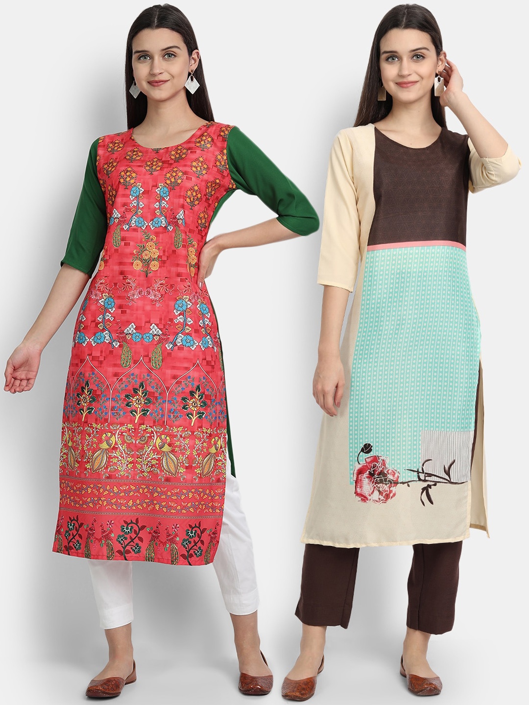 

Ethnic basket Women Multi Ethnic Motifs Printed Crepe Kurta