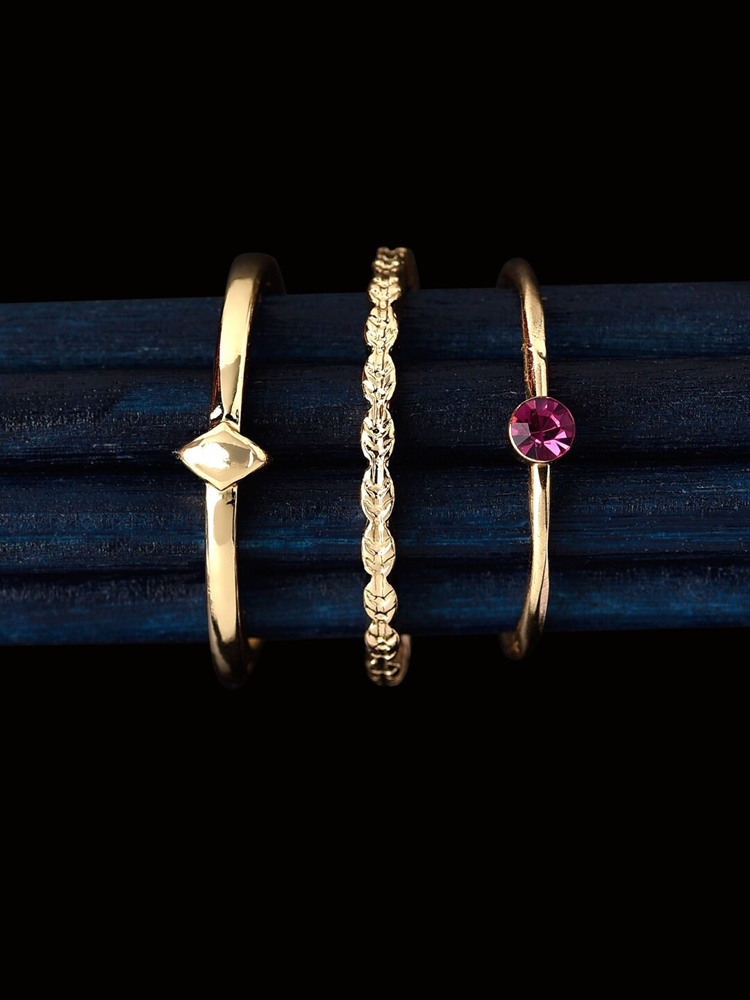 

Accessorize London Women Set Of 3 Gold-Plated Crystal-Studded Stacking Finger Rings