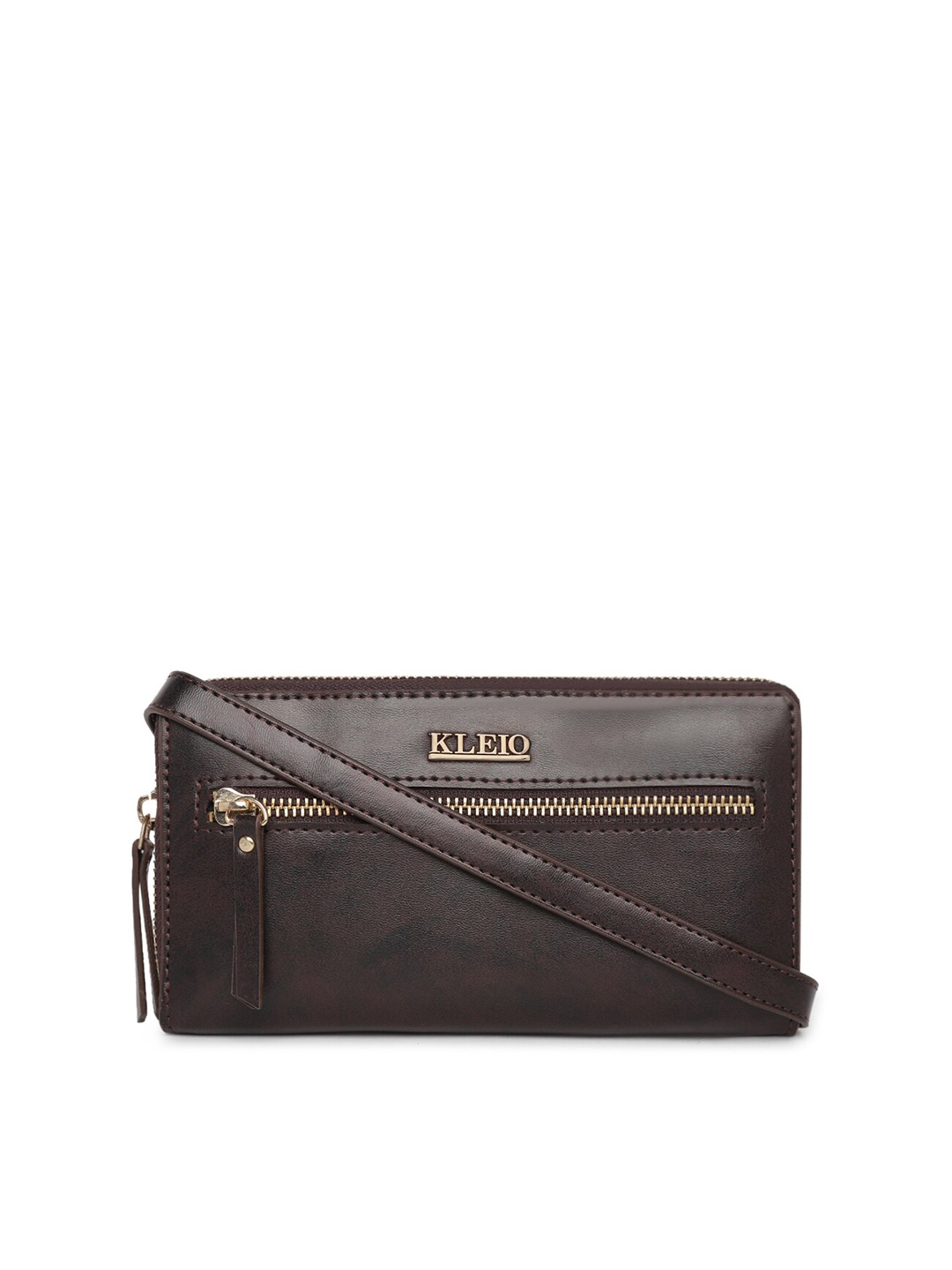 

KLEIO Women Zip Around Wallet, Coffee brown