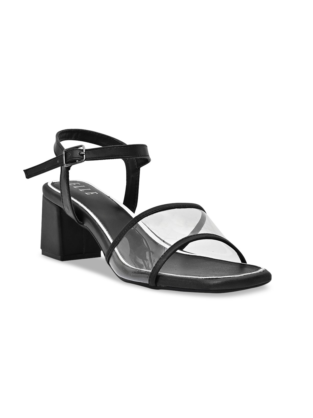 

ELLE Women Black & Transparent Solid Block Heels