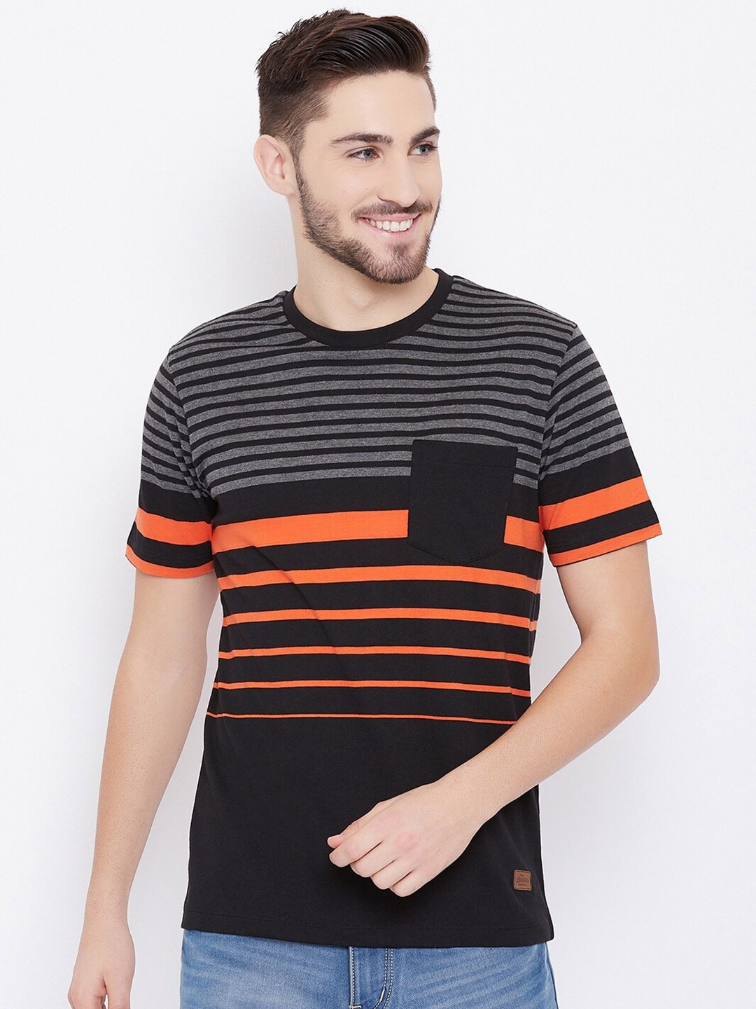 

Austin wood Men Black Striped T-shirt