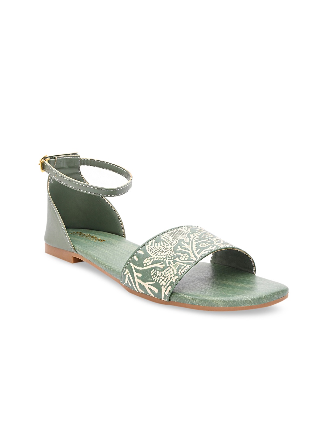 

Stelatoes Women Green Embellished Open Toe Flats