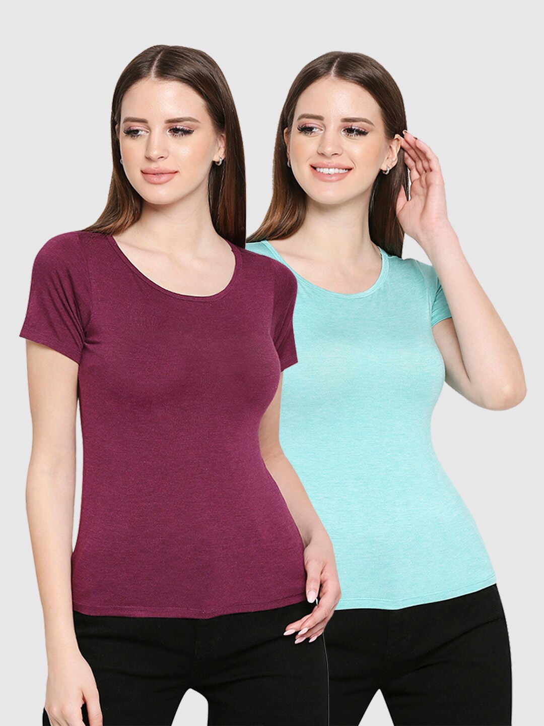 

inocenCia Women Purple & Turquoise Blue 2 T-shirt