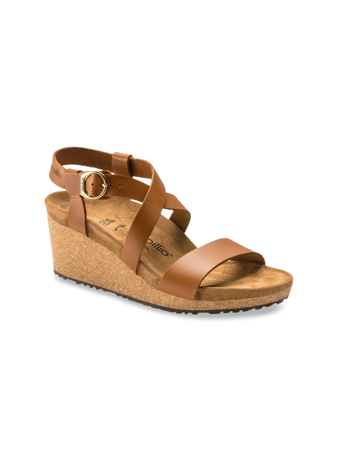 

Birkenstock Women Sibyl Natural Leather Brown Narrow Width Heels