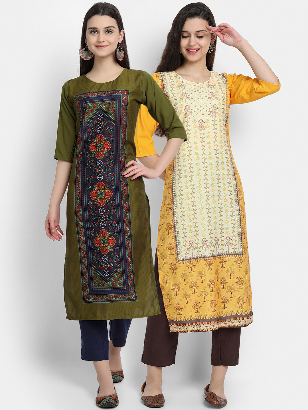 

Ethnic basket Women Pack of 2 Straight Kurtas, Multi