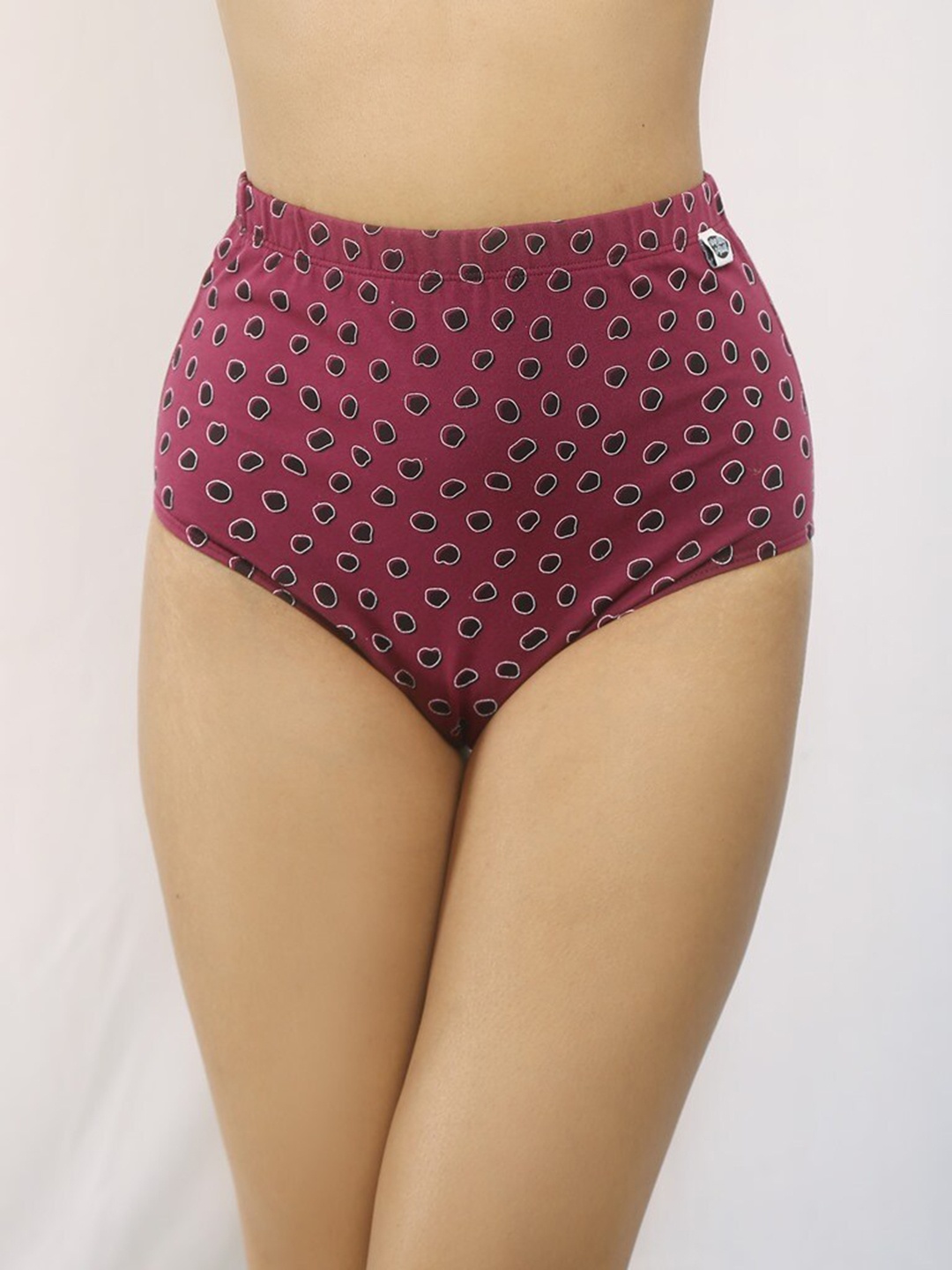 

Wear Equal Women Maroon & Black Polka Printed Hipster Briefs 001/BA/