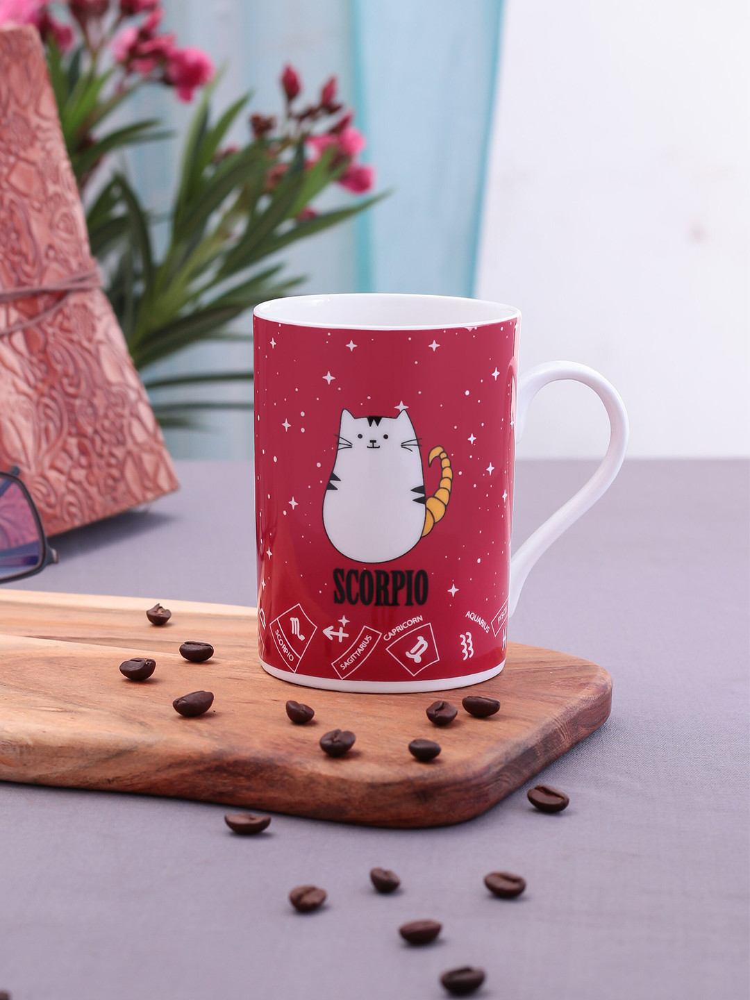 

CLAY CRAFT Red & White Zodiac Printed Ceramic Glossy Mug