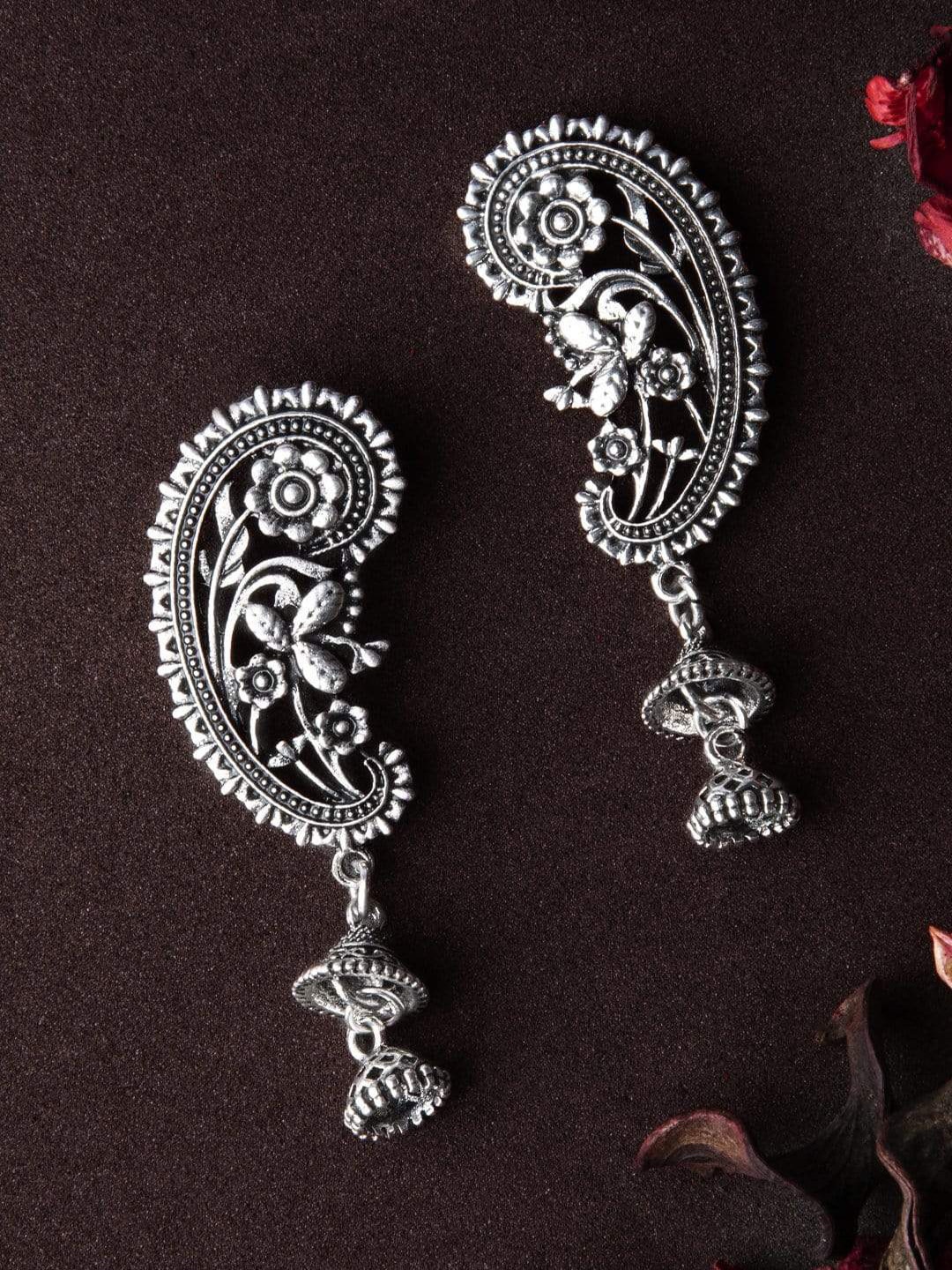 

Rubans Silver Plated Contemporary Jhumkas Earrings
