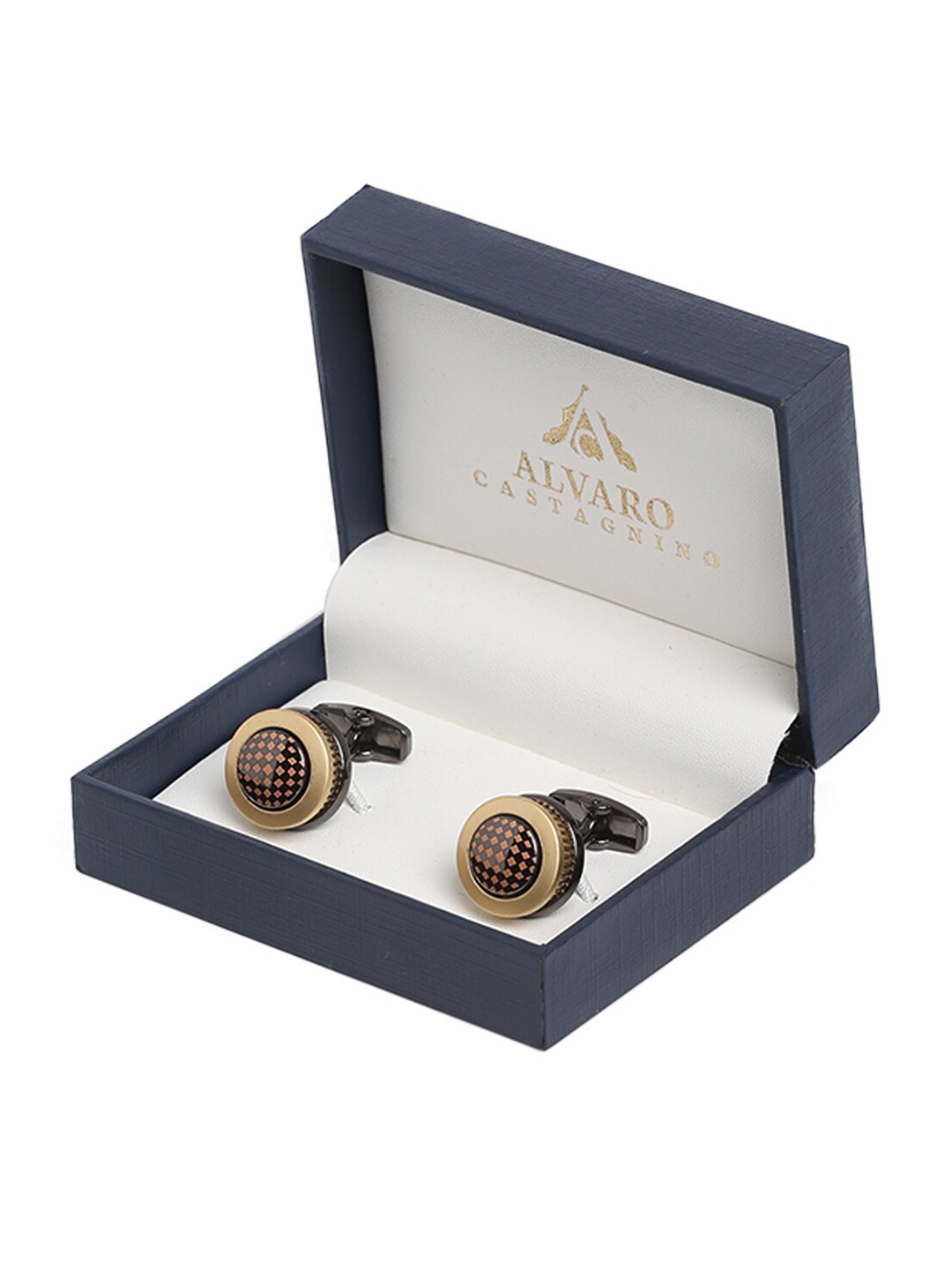 

Alvaro Castagnino Gold-Toned & Black Cufflink