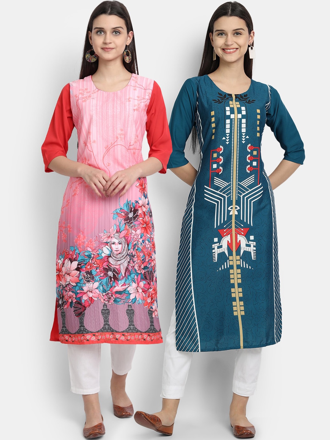 

Ethnic basket Women Multi Ethnic Motifs Embroidered Crepe Kurta