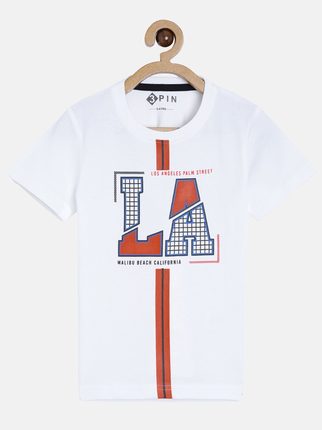 

3PIN Boys White Cotton Printed Pure Cotton T-shirt