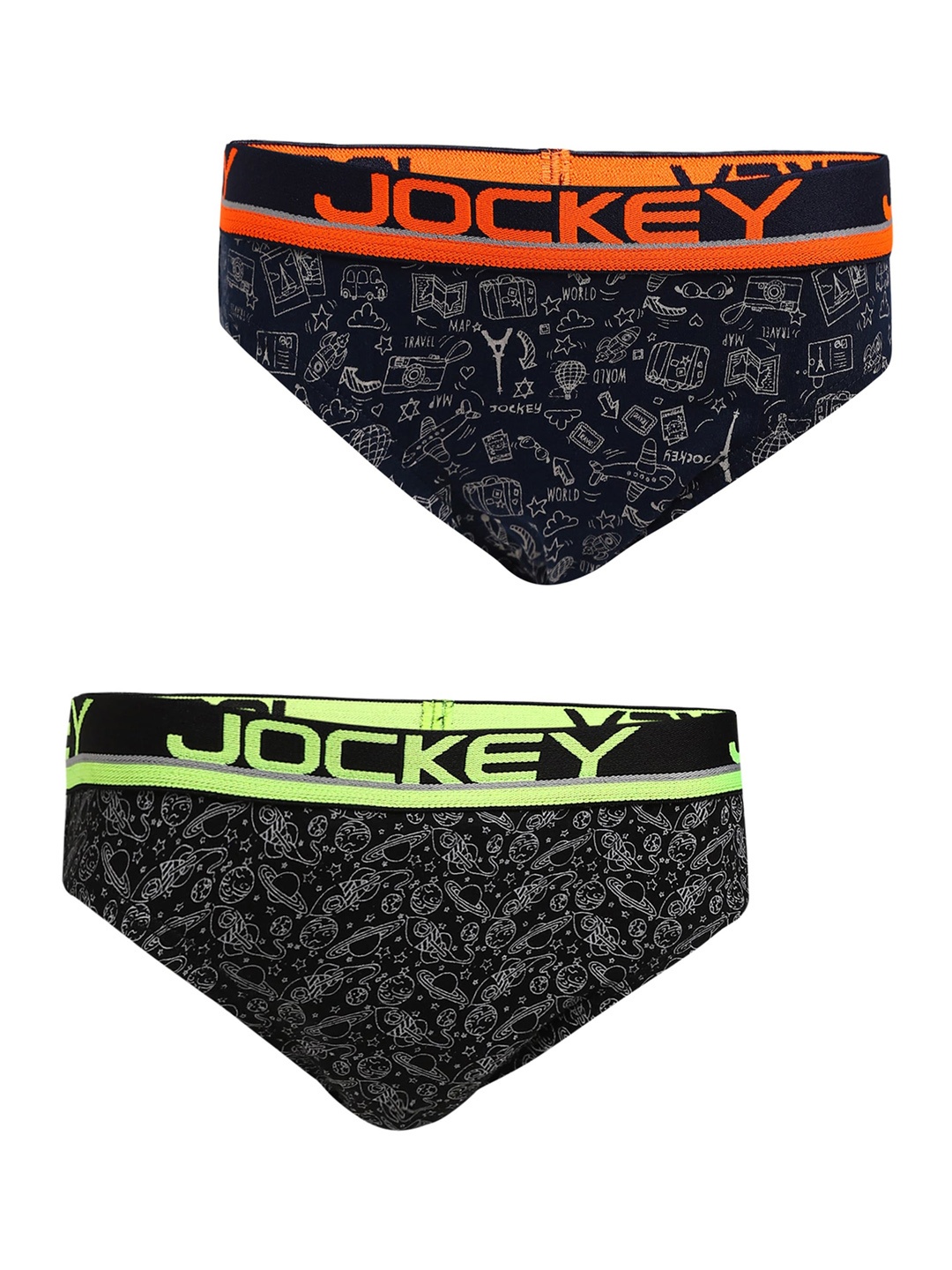 

Jockey Boys Pack Of 2 Super Combed Cotton Printed Basic Briefs -PB04, Assorted