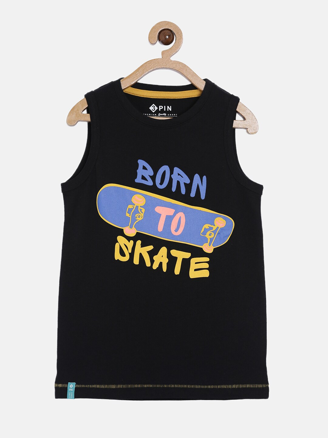 

3PIN Boys Black Cotton Typography Printed Pure Cotton T-shirt
