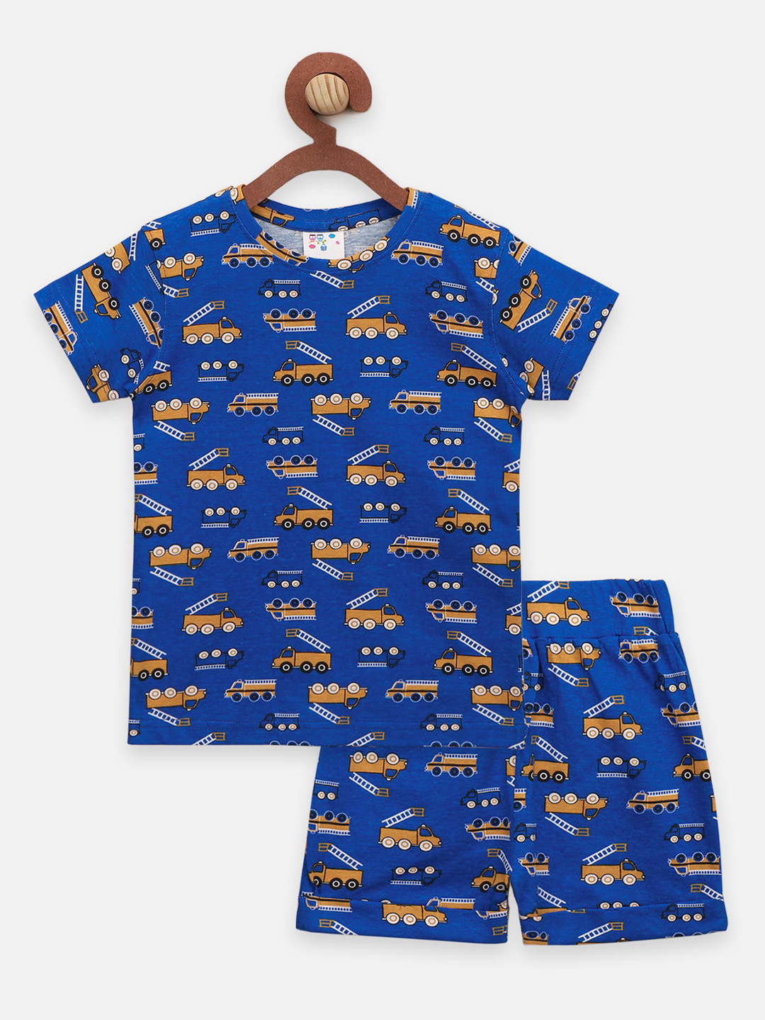 

LilPicks Boys Blue & White Printed Night suit