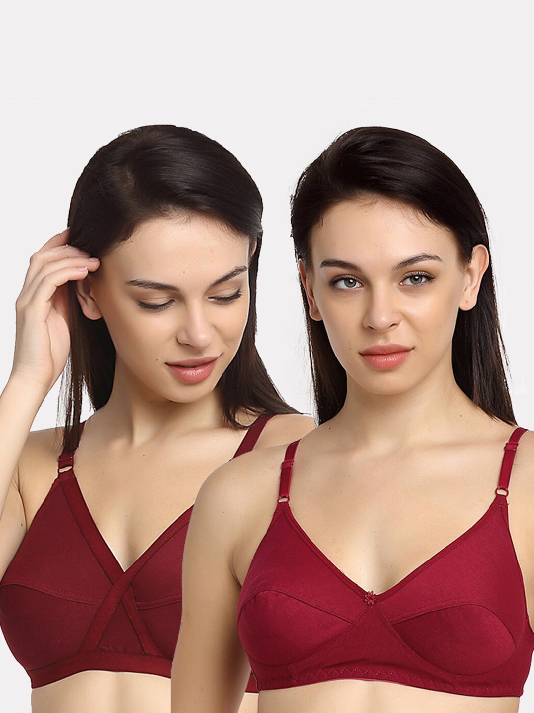 

Friskers Pack of 2 Maroon Everyday Bra Full Coverage