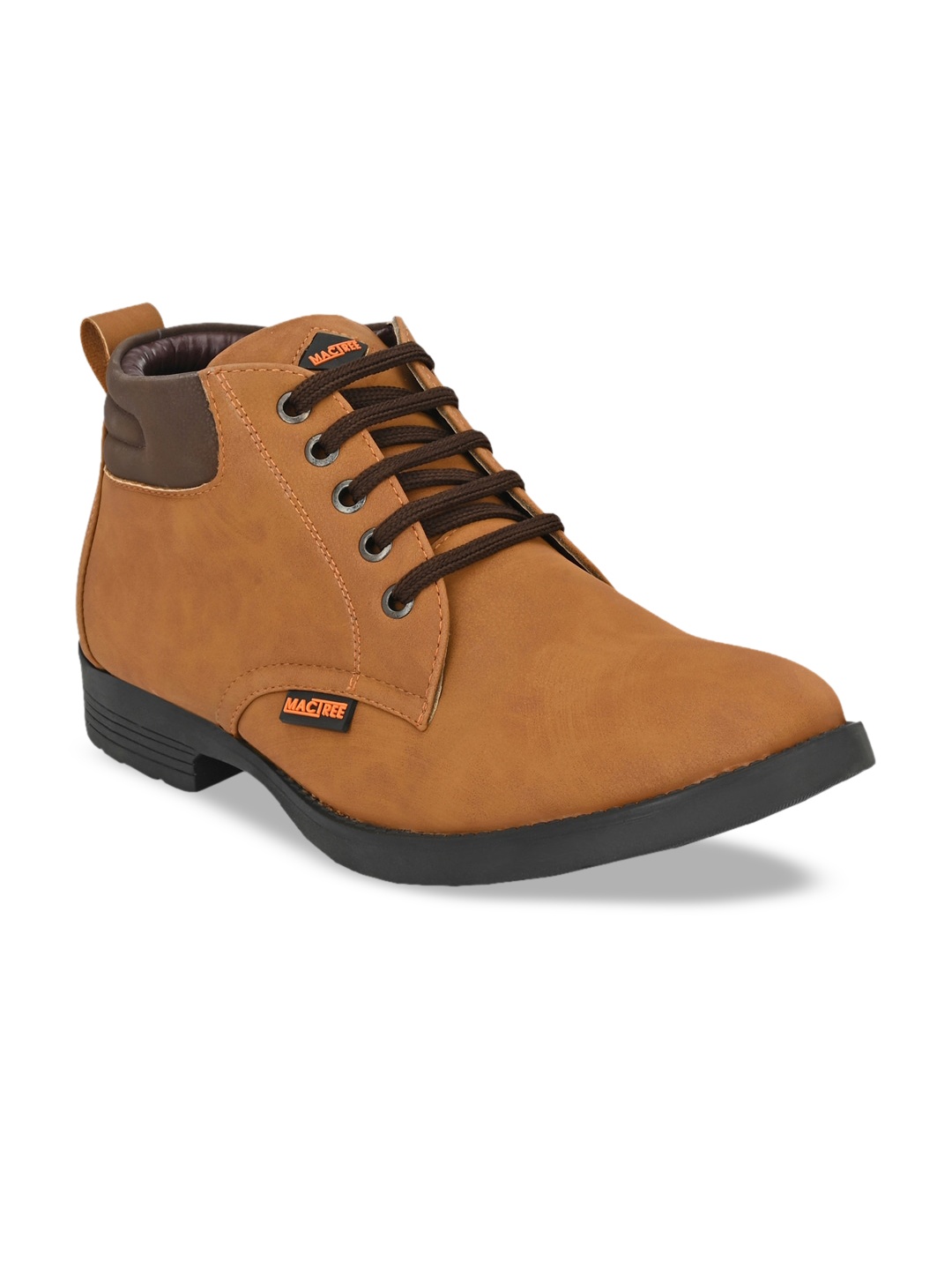 

Mactree Men Tan Brown Suede Lightweight Mid-Top Flat Boots