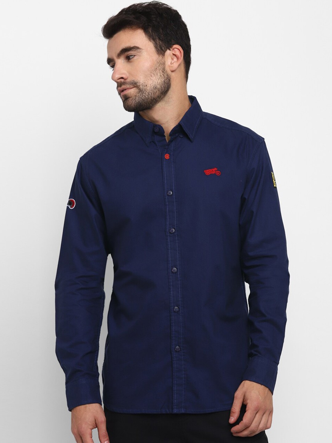 

Royal Enfield Men Navy Blue Casual Shirt