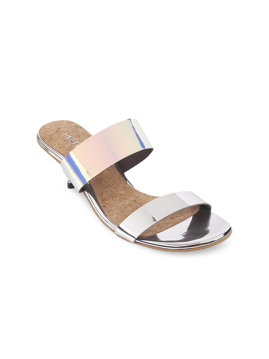 

Metro Silver Kitten Heeled Sandals