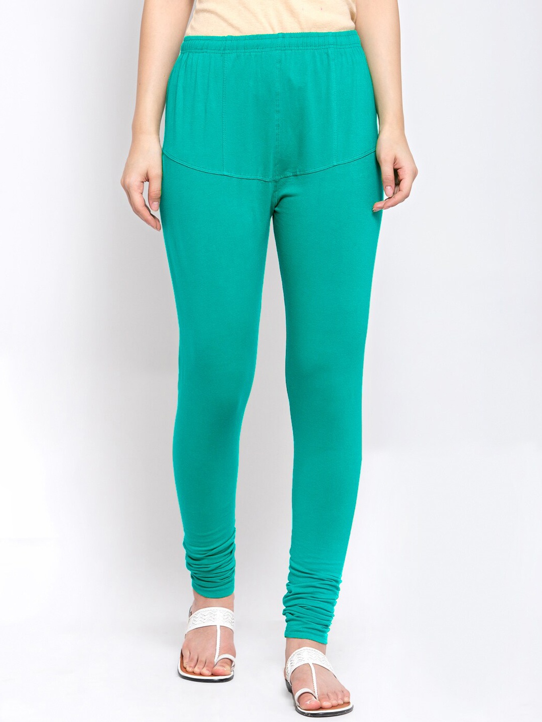 

Klotthe Women Sea Green Solid Cotton Legging