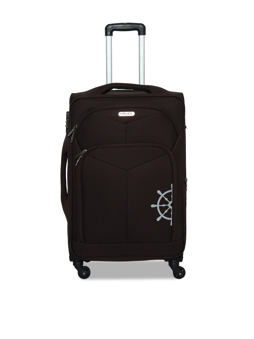 

NOVEX Brown Printed Soft-Sided Trolley Suitcase
