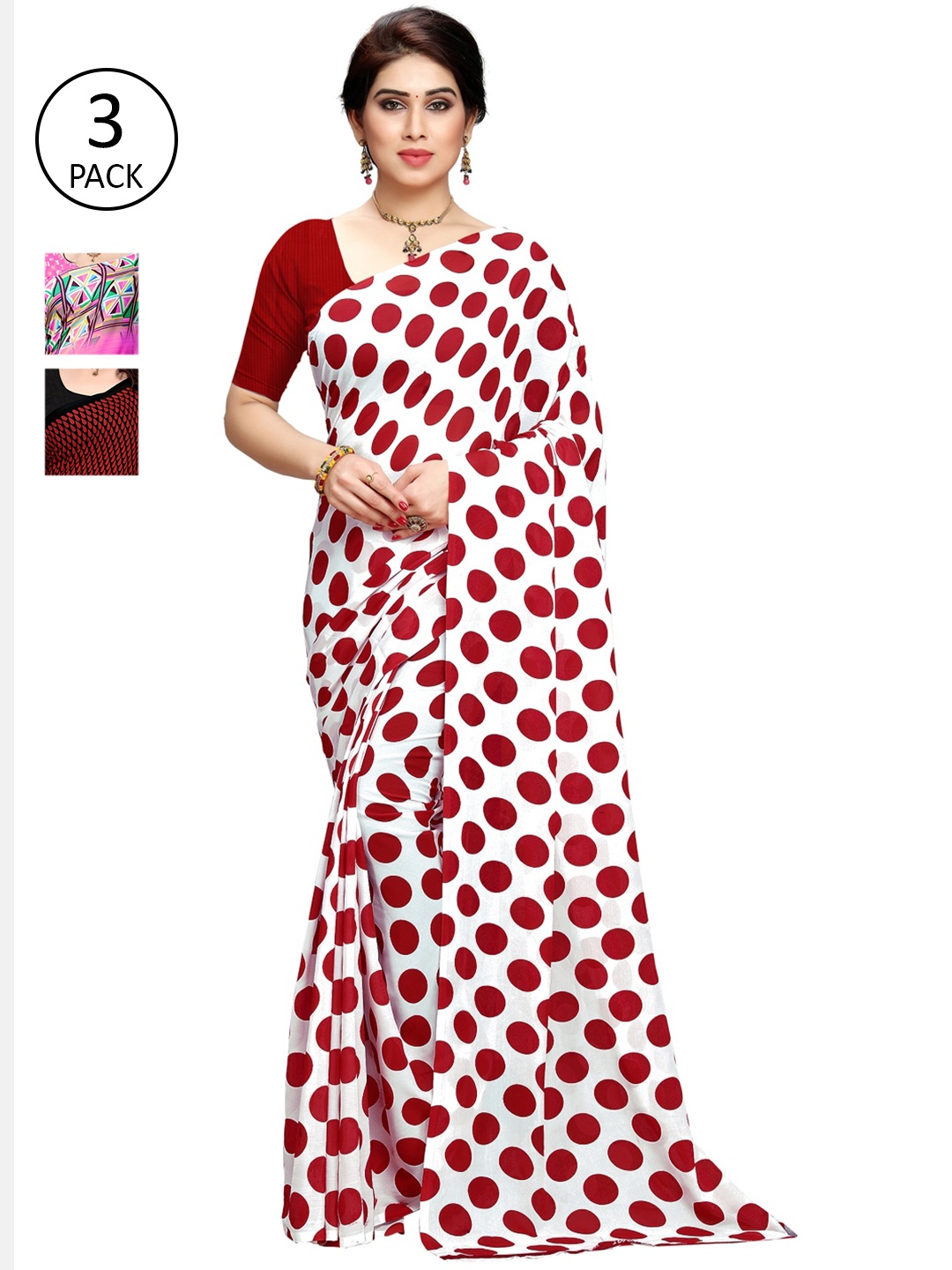 

KALINI Multi Pack of 3 Printed Saree