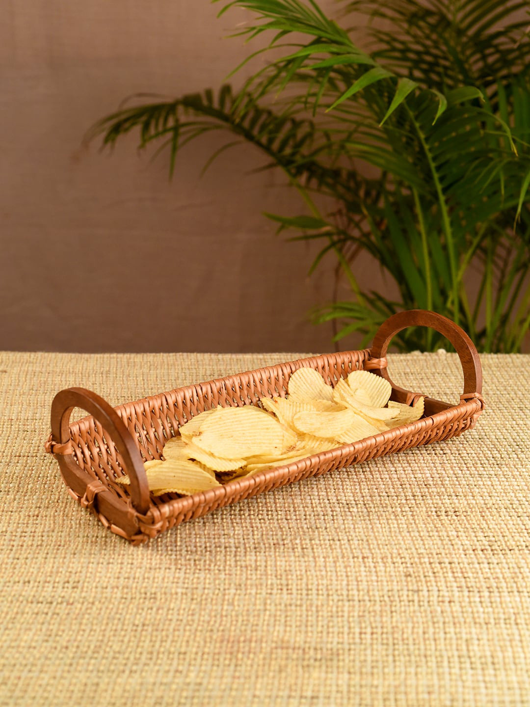 

Unravel India Brown Handmade Wicker Tray
