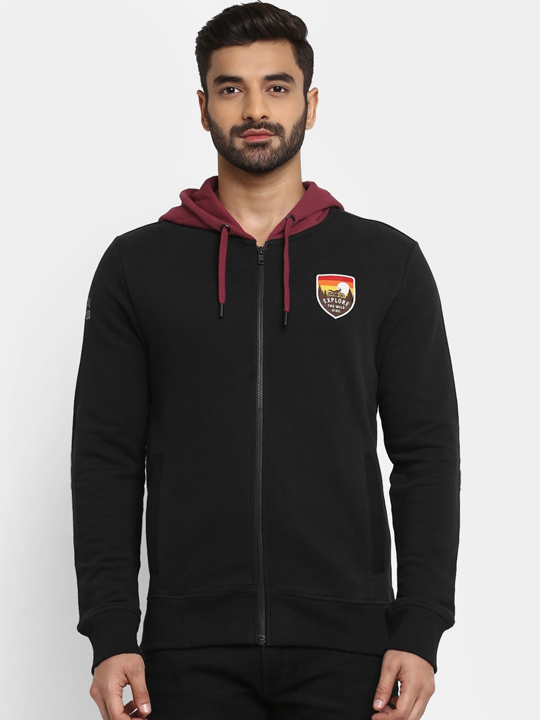 

Royal Enfield Men Black Hooded Sweatshirt