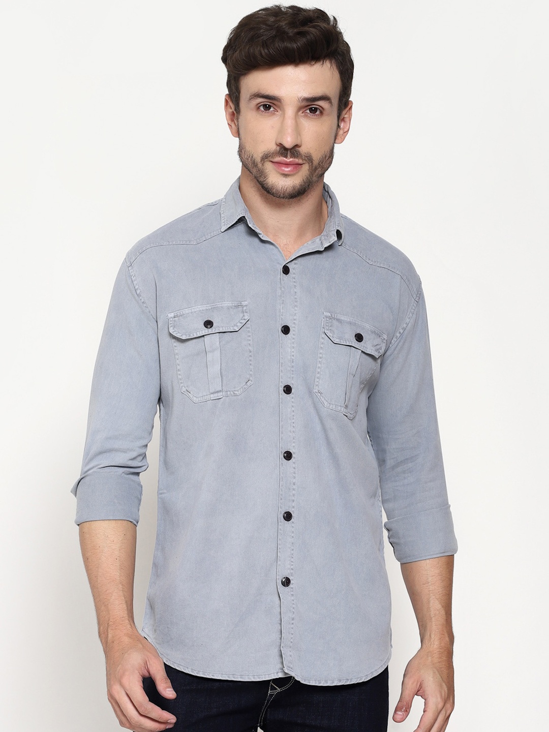

PAUSE SPORT Men Silver Casual Shirt